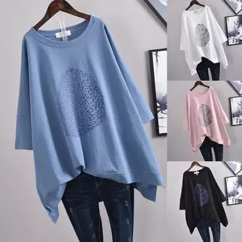 Женская футболка с круглым вырезом и принтом листьев, футболка с коротким рукавом, свободная блузка с нерегулярным подолом, топ на лето XXXXL белый