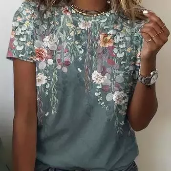 Женская футболка с круглым вырезом и принтом в стиле ретро 3D, с короткими рукавами, свободный повседневный женский топ весна/лето, женская одежда Harajuku XS