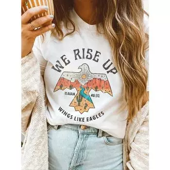 Женская футболка с круглым вырезом и принтом в виде букв и покроя, повседневный топ с коротким рукавом для весны и лета, женская одежда S