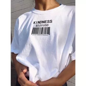 Женская футболка с круглым вырезом и принтом букв KINDNESS S