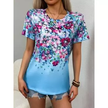 Женская футболка с круглым вырезом и принтом в виде бабочки Y2k Harajuku пуловер винтажные топы модные футболки свободные женские летние вещи S