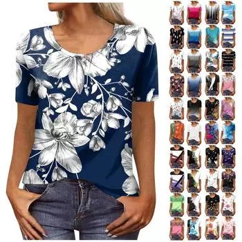 Женская футболка с круглым вырезом и пуговицами с коротким рукавом и низом, топ L темно-синий