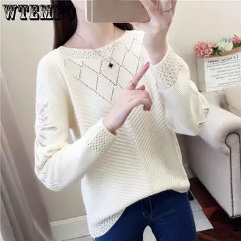 Женская футболка с круглым вырезом, кружевное нижнее пальто из шелка с длинным рукавом, свободная универсальная тонкая трикотажная рубашка S