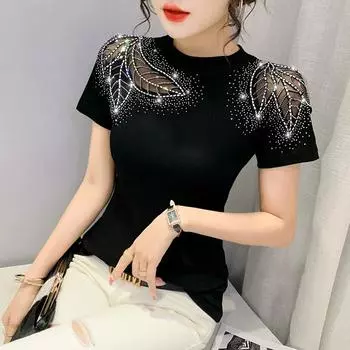 Женская футболка с круглым вырезом на весну и лето, элегантные и повседневные топы 3XL белый