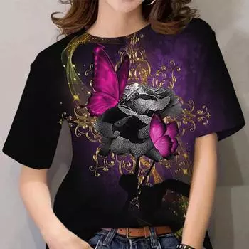 Женская футболка с круглым вырезом, повседневная футболка с коротким рукавом, негабаритный топ S