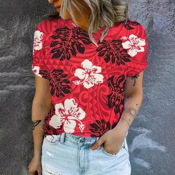 Женская футболка с круглым вырезом, ретро-принт с цветочным узором, модная элегантная женская летняя футболка с коротким рукавом для отдыха, топы XS