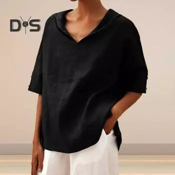 Женская футболка с лацканами и v-образным вырезом, футболка с короткими рукавами, свободный крой, однотонные повседневные топы, дышащие повседневные рабочие пуловеры, топы XL хаки