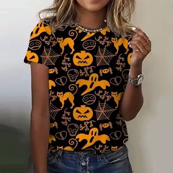 Женская футболка с милой тыквенной головой и 3D-принтом, футболка большого размера, летняя новая модная женская одежда Y2k, женские топы, футболки 5XL