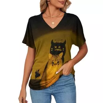 Женская футболка с милыми животными, модный 3d принт с круглым вырезом, летний повседневный пуловер с короткими рукавами, женские футболки, одежда оверсайз S