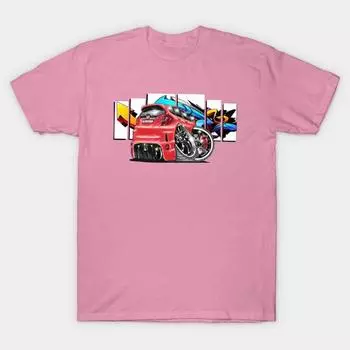 Женская футболка с мультяшным принтом автомобиля в стиле Харадзюку, кавайная футболка, летняя футболка с коротким рукавом, женская футболка, топ S розовый
