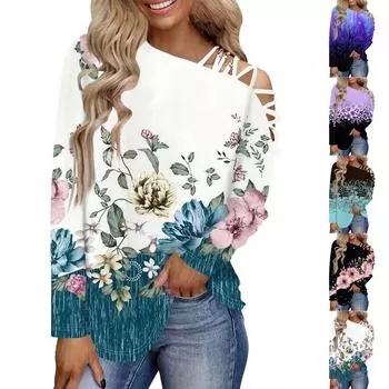 Женская футболка с плоским вырезом и длинным рукавом, модные топы, женские повседневные хлопковые рубашки с открытыми плечами и галстуком, топы XXXL фиолетовый