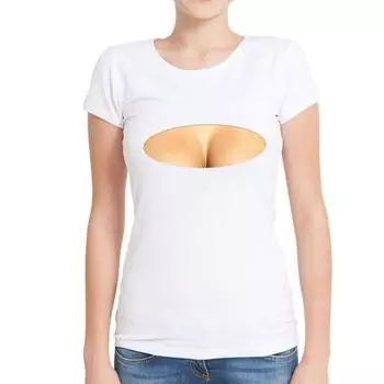 Женская футболка с принтом 3D на груди, сексуальная женская футболка, повседневный летний бюстгальтер с 3D-принтом XL белый