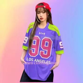 Женская футболка с принтом №99, с круглым вырезом, летняя, с рисунком, бейсбольная куртка, спортивная футболка, женская XS