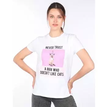 Женская футболка с принтом белого кота