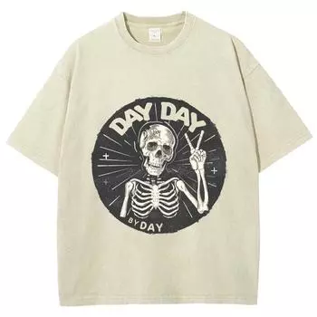 Женская футболка с принтом черепа, черная, белая, выстиранная, нейтральная, с круглым вырезом, с коротким рукавом, винтажный стиль, уличная мода, стиль Харадзюку S