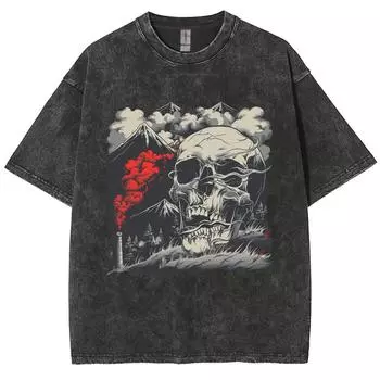 Женская футболка с принтом черепа в стиле High Street Trend, свободного покроя, с коротким рукавом, в американском стиле, винтажный топ S
