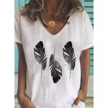 Женская футболка с принтом «Цветок сливы» на 3D-принте, популярная корейская одежда, женская одежда, рубашка с коротким рукавом и V-образным вырезом S