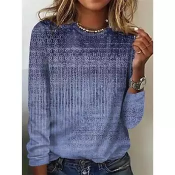 Женская футболка с принтом Daily Weekend Basic с длинным рукавом и круглым вырезом, красная, осень и зима S