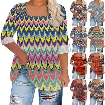 Женская футболка с принтом, длинные рукава реглан, базовый квадратный топ стандартного размера для повседневной моды XXXXL красный