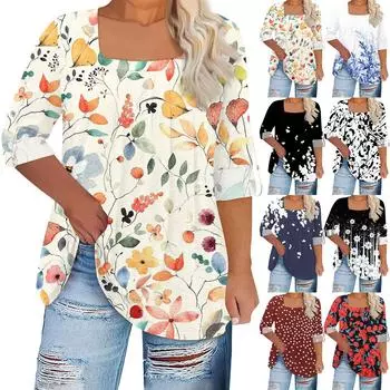 Женская футболка с принтом, длинные рукава реглан, базовый квадратный топ стандартного размера для повседневной моды XXXXXL оранжевый