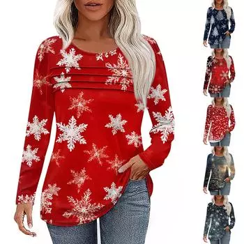 Женская футболка с принтом, длинный рукав, повседневная, выходного дня, модная, базовая, с круглым вырезом, обычная, топ XXL чёрный