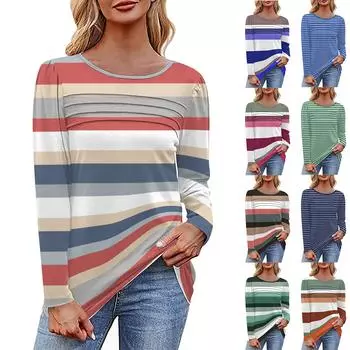 Женская футболка с принтом, длинный рукав, повседневная, выходного дня, модная, базовая, с V-образным вырезом, обычная, топ L армия зеленый