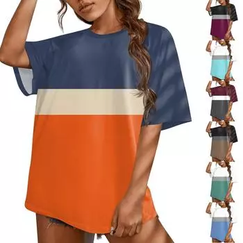 Женская футболка с принтом и рукавом реглан, модный топ с круглым вырезом на каждый день и выходные L чёрный