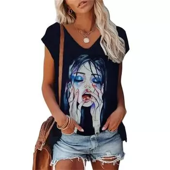 Женская футболка с принтом «Интеллектуальная красота», элегантная женская одежда с коротким рукавом, женская сексуальная футболка с v-образным вырезом, уличная хипстерская Ropa Mujer XS