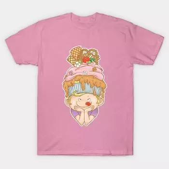 Женская футболка с принтом «Кекс на голове», Харадзюку, Каваий, летняя, с коротким рукавом S розовый
