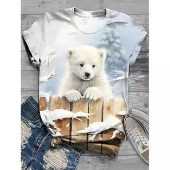 Женская футболка с принтом кота, повседневная, выходного дня, модная, с коротким рукавом, с круглым вырезом, белая, летняя S