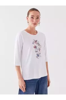 Женская футболка с принтом LCW Grace с круглым вырезом