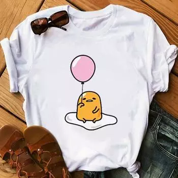 Женская футболка с принтом «ленивый яичный желток Gudetama», летняя забавная футболка с кавайным рисунком, женская крутая футболка S белый