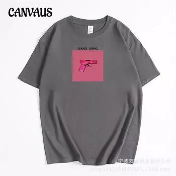 Женская футболка с принтом, летняя, новая, свободная, с круглым вырезом, хлопковая, с короткими рукавами M розовый