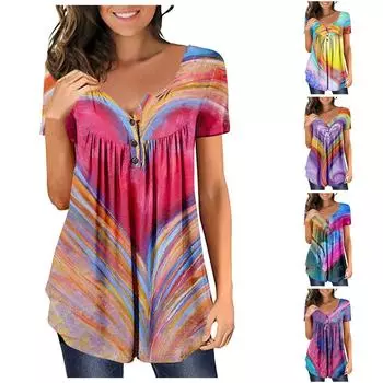 Женская футболка с принтом Love на День святого Валентина, пуловер с короткими рукавами и воротником на пуговицах, топ XXL