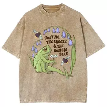 Женская футболка с принтом лягушки, стиранный хлопок, оверсайз, модный дизайн, забавная, с коротким рукавом, летняя, удобный пуловер S