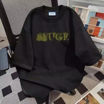 Женская футболка с принтом масляной живописи «Цветок», летние свободные футболки с короткими рукавами для девочек, круглый вырез, универсальный топ с темпераментом S чёрный