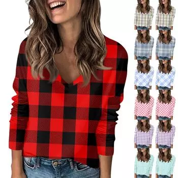 Женская футболка с принтом, с заниженной линией плеч, с длинным рукавом, повседневная, выходного дня, модная, базовая, с V-образным вырезом, обычная, топ L циан