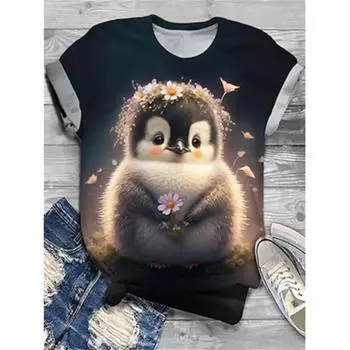 Женская футболка с принтом Санта-Клауса, выходные, фестиваль / праздник, короткий рукав, круглый вырез, черный, лето S