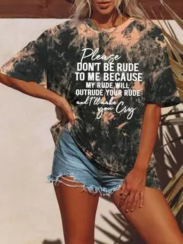 Женская футболка с принтом Tie Dye с коротким рукавом, новая летняя футболка Harajuku High Street Streetwear Топы S белый/зелёный