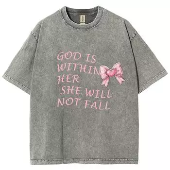 Женская футболка с принтом в виде банта и букв, стираная джинсовая ткань, свободного покроя, с коротким рукавом, в виде сердечка, нежный милый топ Y2k S