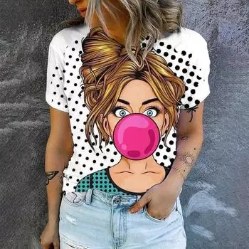 Женская футболка с принтом в виде лица и животных, женская футболка для отдыха с коротким рукавом, летняя футболка S