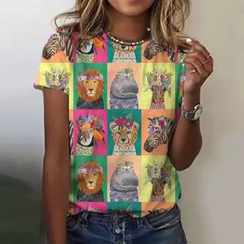 Женская футболка с принтом в виде мультфильма Футболка Harajuku с короткими рукавами и круглым вырезом Повседневный топ свободного покроя Летняя женская дизайнерская одежда S