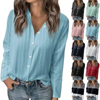 Женская футболка с принтом, женская рубашка на пуговицах с длинным рукавом, блузка, повседневные топы XXL чёрный