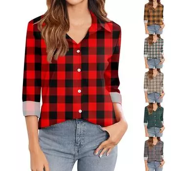 Женская футболка с принтом, женская рубашка на пуговицах с длинным рукавом, блузка, повседневные топы L