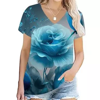 Женская футболка с растительным цветком и 3D принтом животных, уличная одежда, топы Y2k, летние топы с короткими рукавами и круглым вырезом, модная уличная одежда Harajuku, женские футболки 7XL