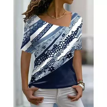 Женская футболка с рисунком, графический принт, V-образный вырез, базовые топы, футболка с коротким рукавом, XS-8XL/3D-печать S