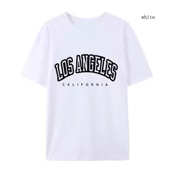 Женская футболка с рукавом большого размера Лос-Анджелес Печать Женская футболка Зимняя свободная футболка высокого качества Футболка с буквенным принтом S