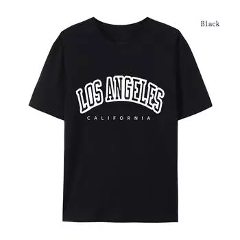 Женская футболка с рукавом большого размера Лос-Анджелес Печать Женская футболка Зимняя свободная футболка высокого качества Футболка с буквенным принтом S