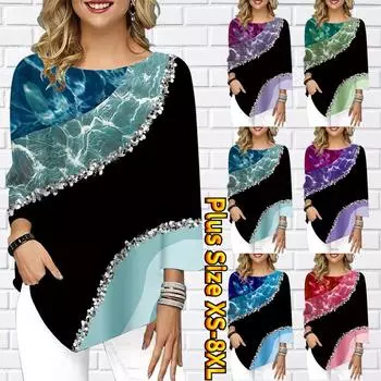 Женская футболка с рукавом три четверти контрастного цвета, футболка с круглым вырезом, свободные рубашки, повседневные футболки XS розовый