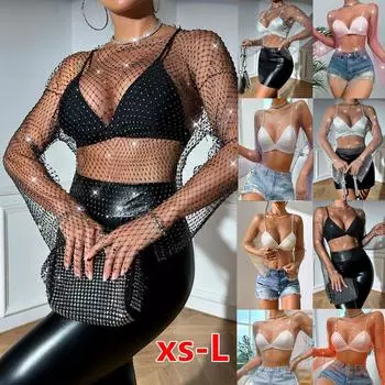 Женская футболка с сетчатыми ромбами XS чёрный